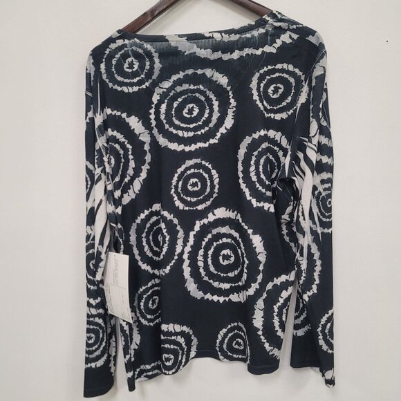 Jane Ashley Psychedelic Ribbed Artsy Top Size 1X Y2K Phoebe Jeweled Long Sleeve - Picture 2 of 10